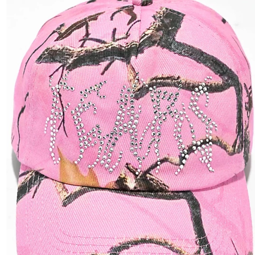 Pink Camouflage Rhinestone Baseball Cap - Picture 3 of 8